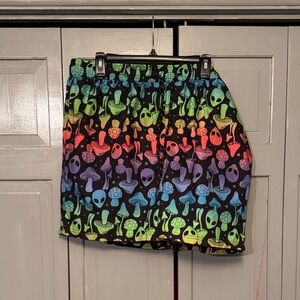No Boundaries Multicolor Alien and Mushroom Print Men's Swim Shorts